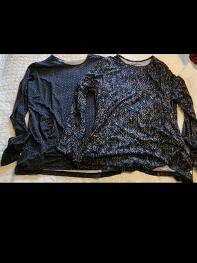 LOT OF 2 Hang Ten Black Floral Long Sleeve RASH guard Top Size 2x